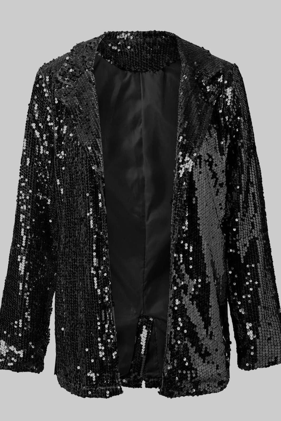 Ivy │ Women's Sequin Blazer With Front Button Closure