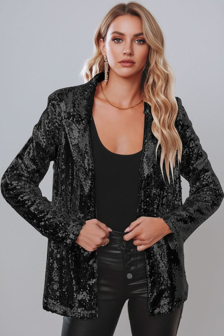 Ivy │ Women's Sequin Blazer With Front Button Closure